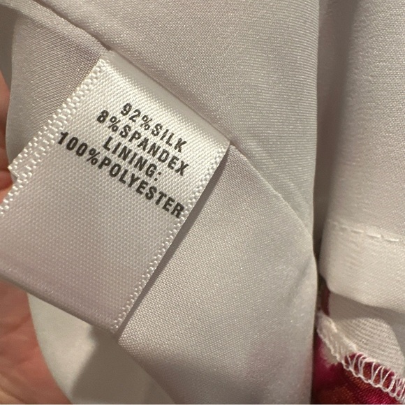 St. John Collection Womens Midi Dress Size 6 Ruched Red & White Patterned Silk - Picture 7 of 12